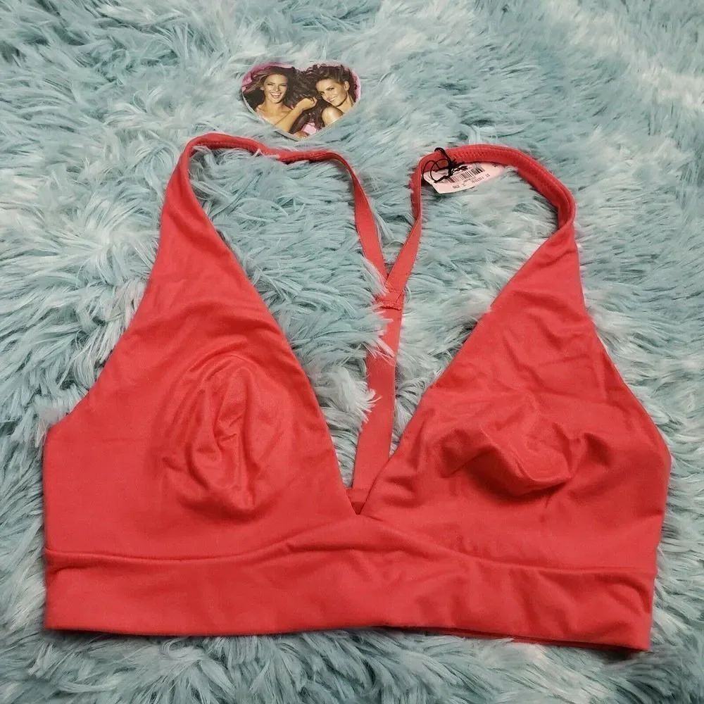 Victoria's Secret Unlined Plunge Wire Free Bralette Top Salmon 32 B